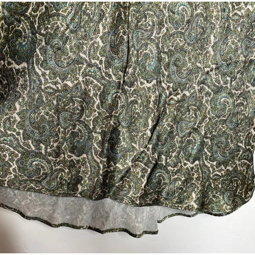 ZARA Slip Dress Bias Cut Silky Satin Mini Green Paisley Print SZ XS - Picture 3 of 8